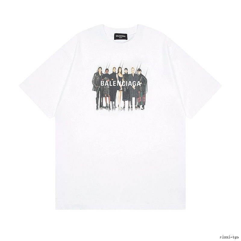 Balenciaga Trendy and Cool Style Portrait Print White T-shirt