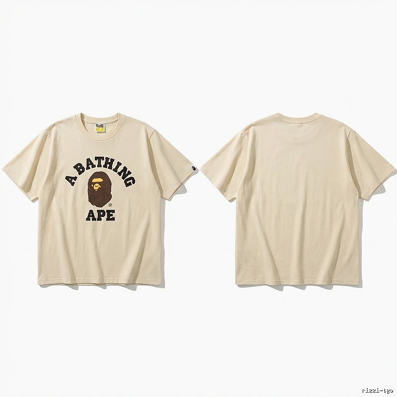Bape Ape Head Minimalist Style Beige T-shirt