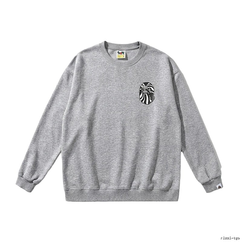 Bape Ape Head Minimalist Style Grey Sweatshirt