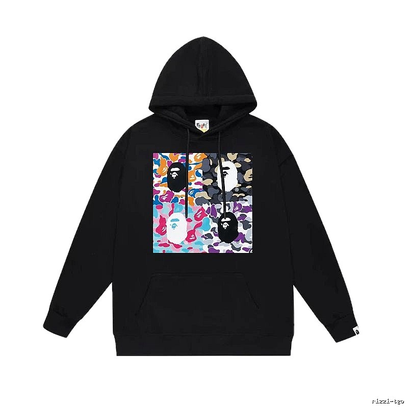 Bape camouflage-style black hoodie