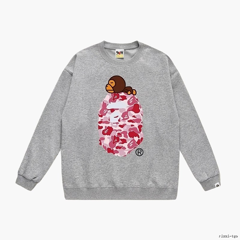 Bape cartoon camouflage style gray sweatshirt