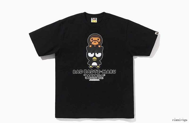 Bape Cartoon Trendy and Cool Style Black T-shirt