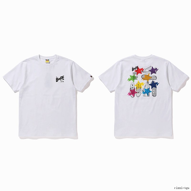 Bape Colorful Printed Style White T-shirt