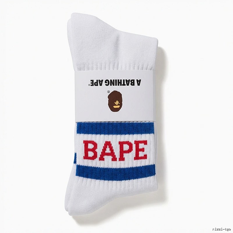 Bape striped trendy white socks