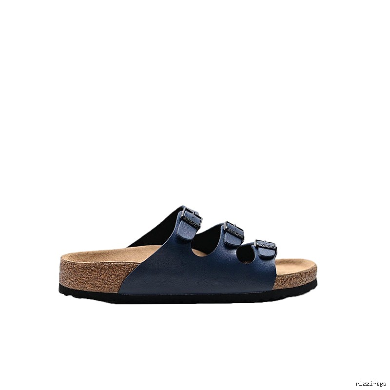BIRKENSTOCK Three-Buckle Casual Dark Blue Slide Sandals