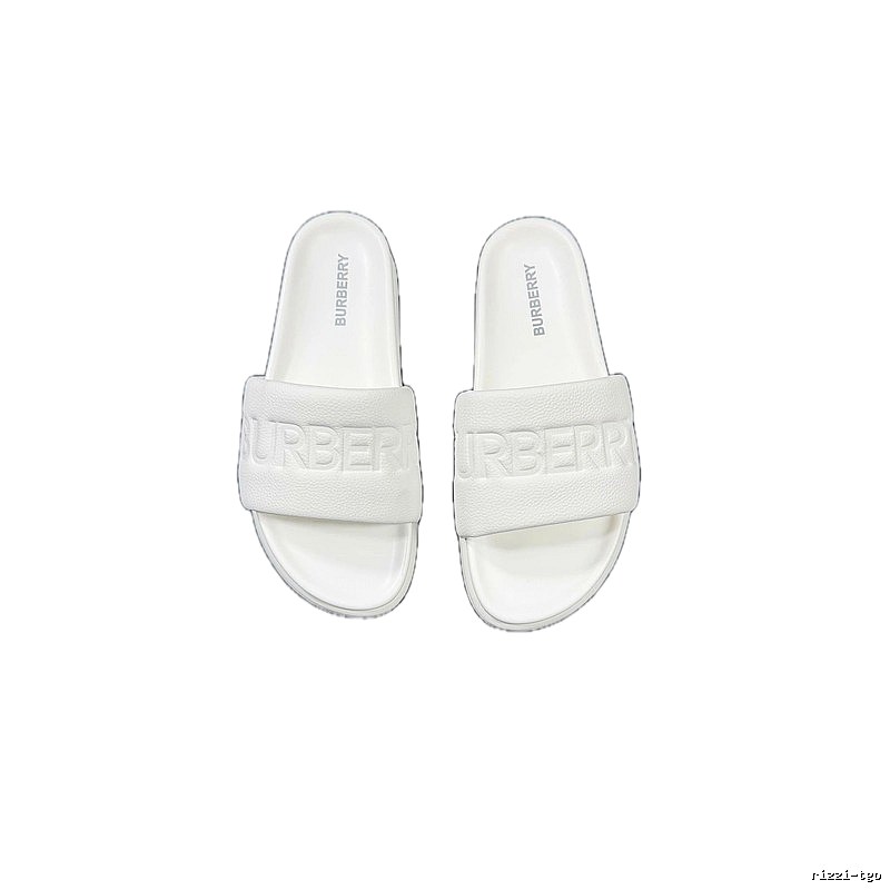 Burberry Embossed Minimalist Style White Slides