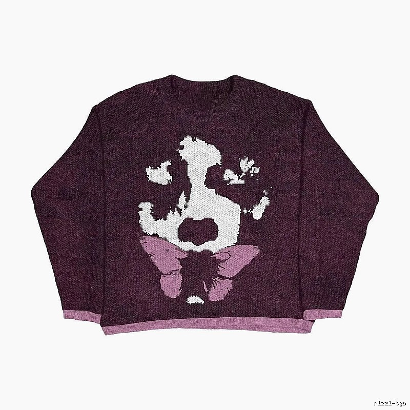 Casual Anime graphic sweater Black Knit Top for Streetwear Looks