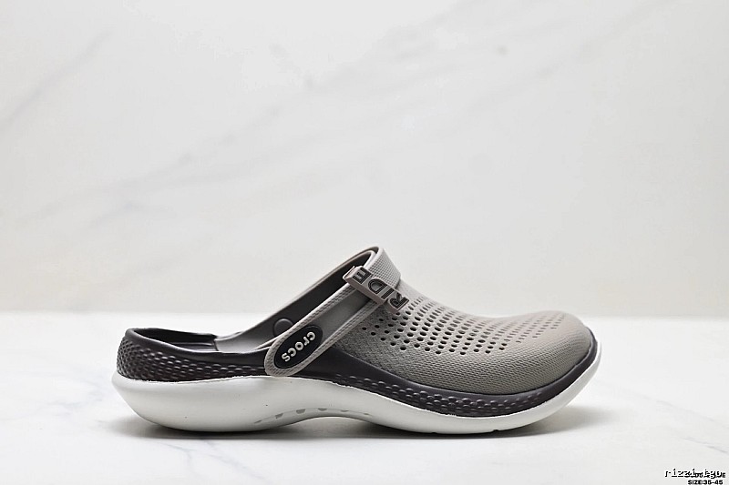 Casual style of Crocs clogs in gray and black