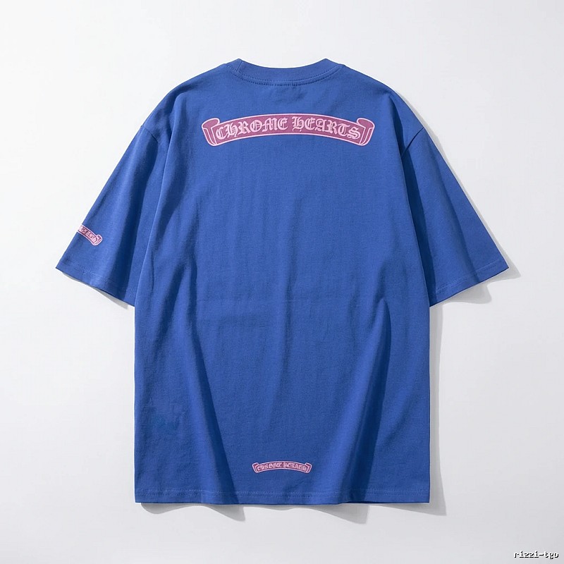 Chrome Hearts Blue Trendy and Cool Short-sleeve Shirt
