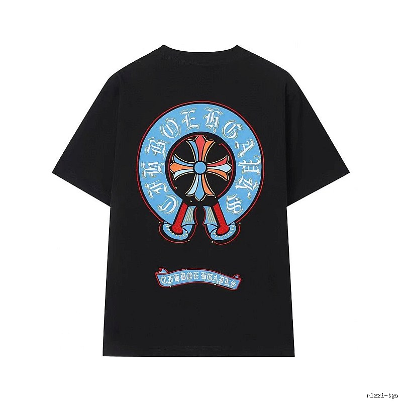 Chrome Hearts Colorful Cross Trendy Cool Style Black Short-sleeve T-shirt