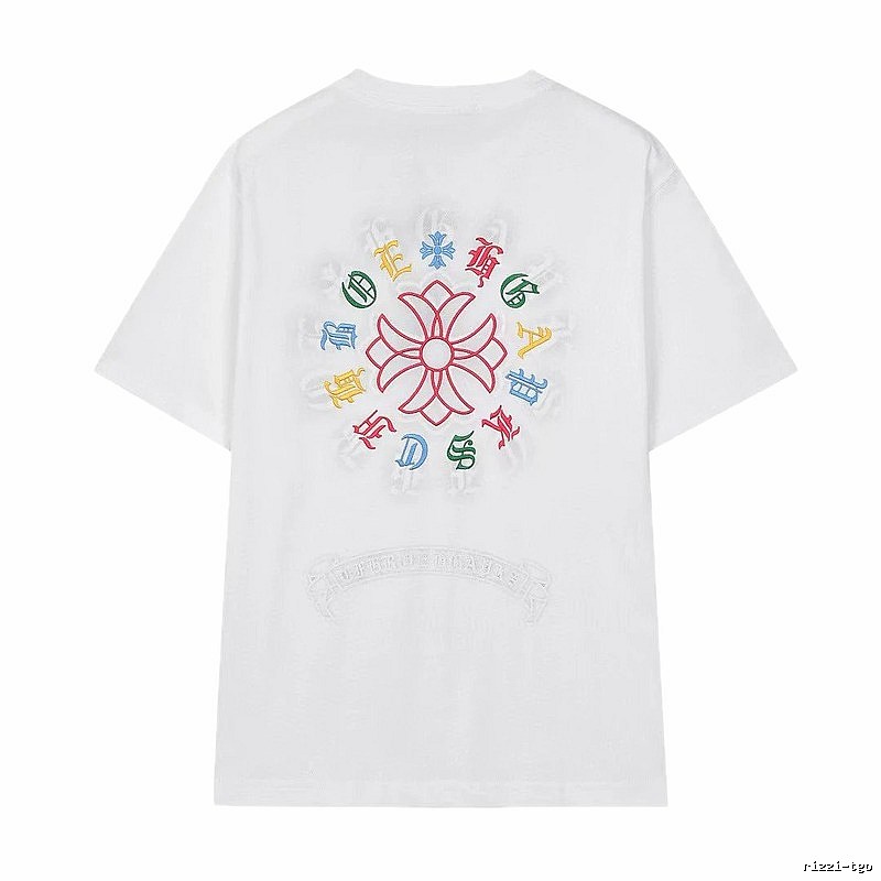 Chrome Hearts Colorful Embroidered Street Style White T-Shirt