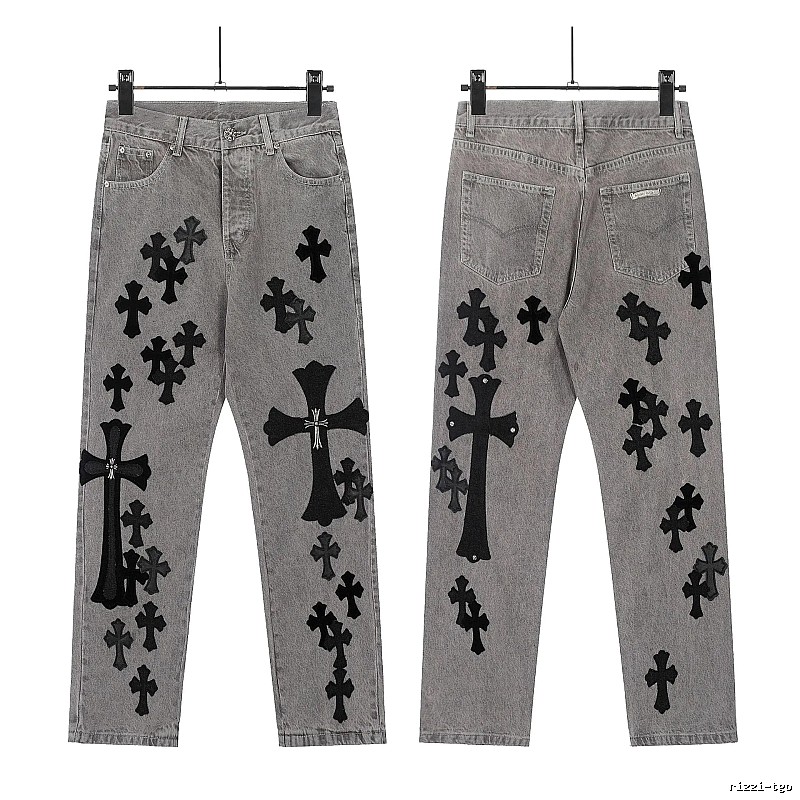 Chrome Hearts Compact Graphic jeans Light Denim Jeans for Smart Casual Looks