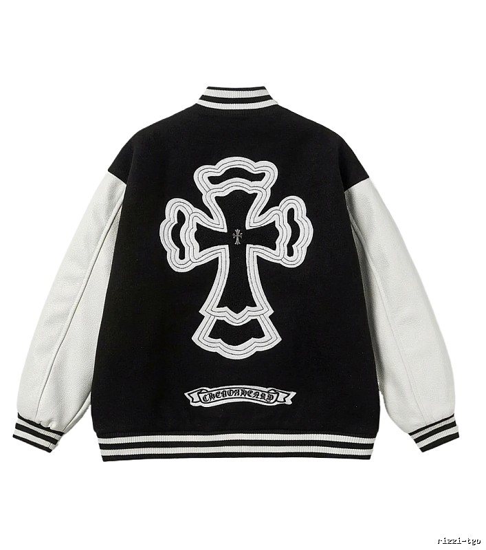Chrome Hearts Cross Black and White Baseball Jacket