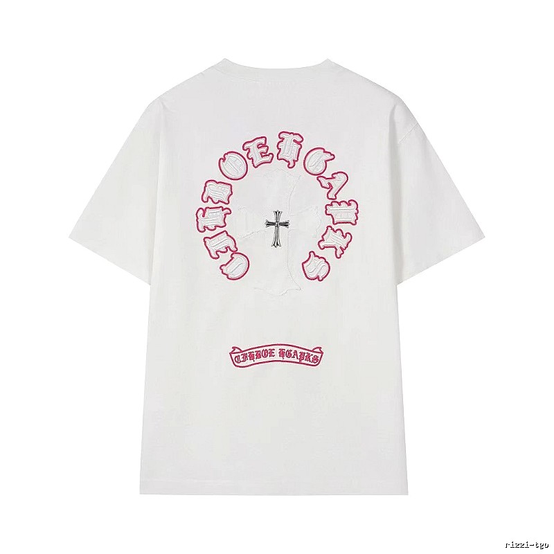 Chrome Hearts Cross Embroidered Street Style White T-Shirt