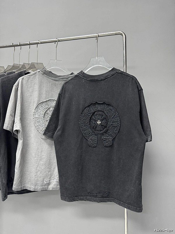 Chrome Hearts Cross-Embroidered Vintage Style Black T-Shirt