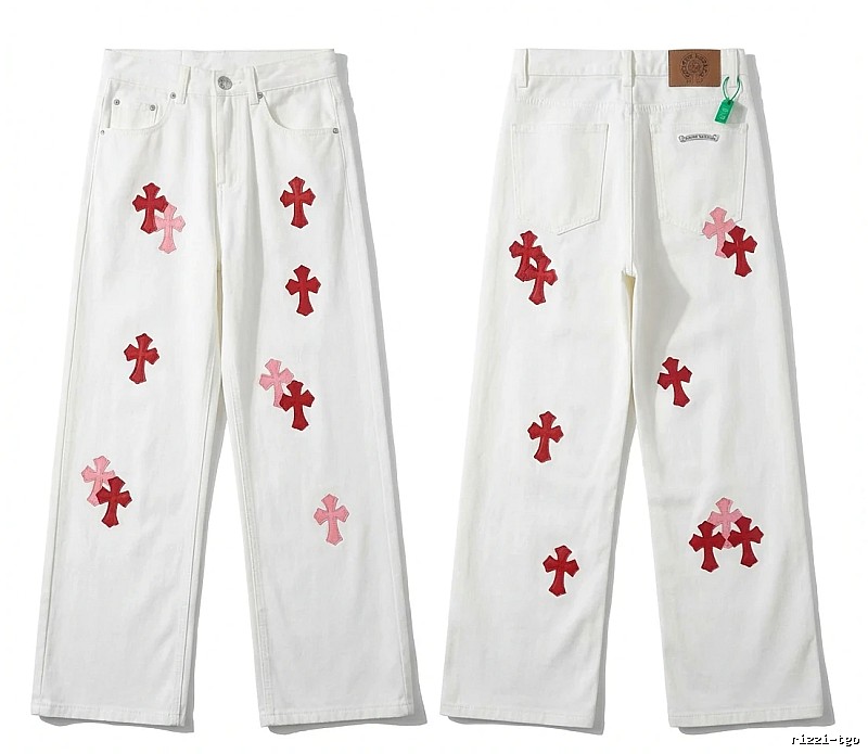 Chrome Hearts Cross Trendy and Cool White Jeans