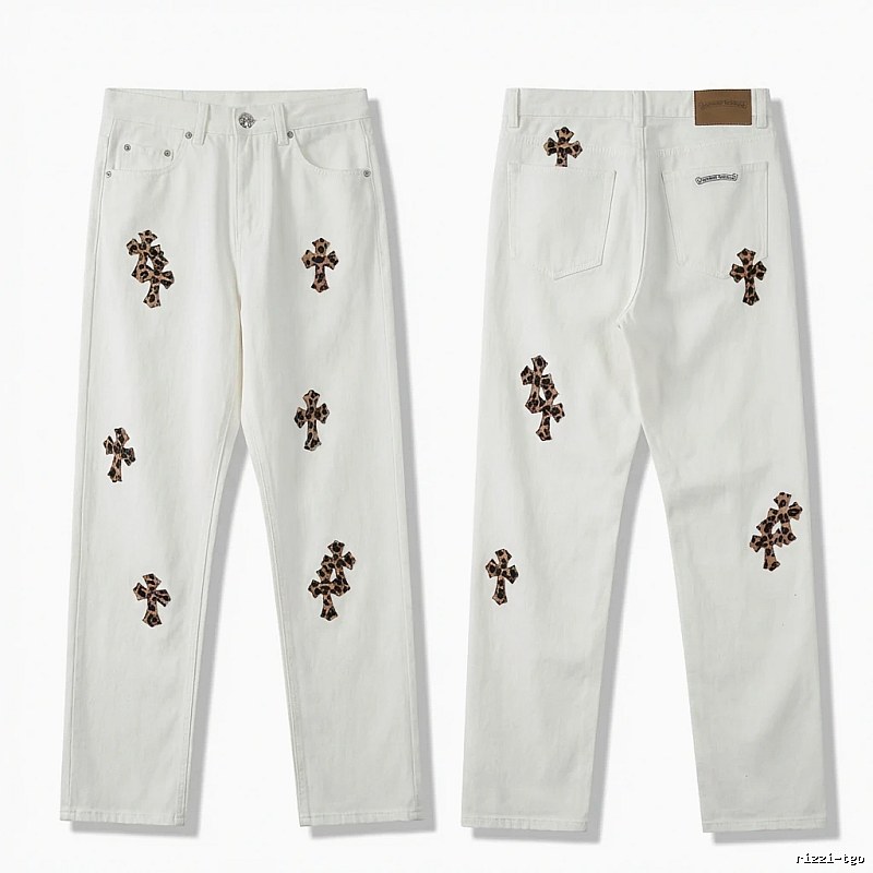 Chrome Hearts Cross Trendy Cool White Jeans