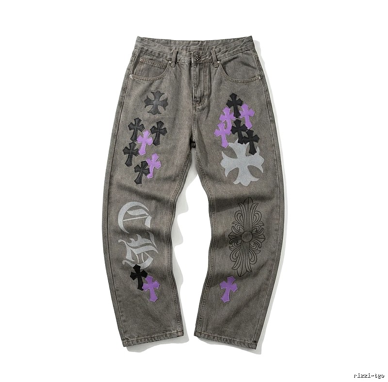 Chrome Hearts Cross Vintage Style Grey Pants