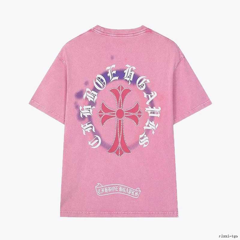 Chrome Hearts Cross Vintage Style Pink T-Shirt