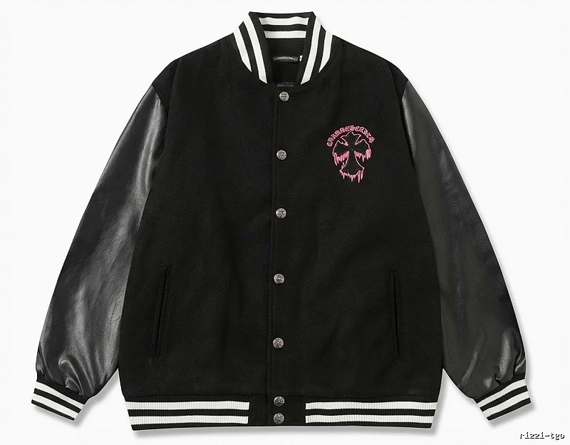 Chrome Hearts embroidered baseball jacket in black