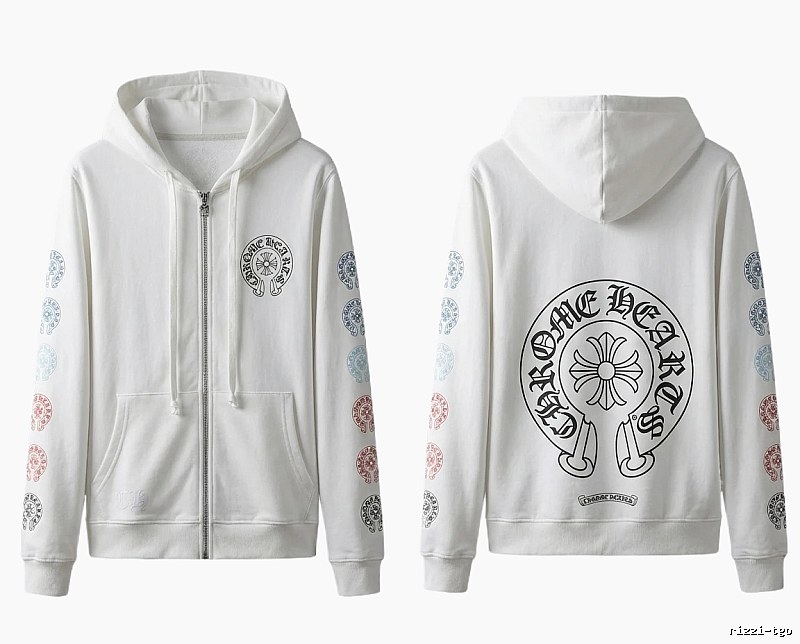 Chrome Hearts White Hoodie with Horseshoe Print Style