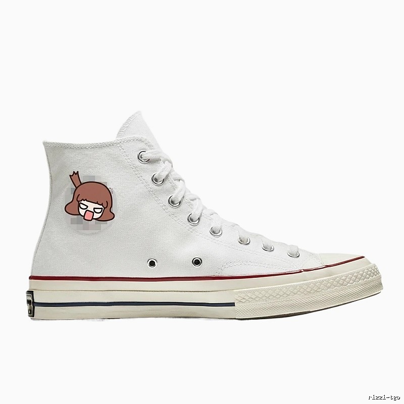 Converse high-top cartoon-style white shoes