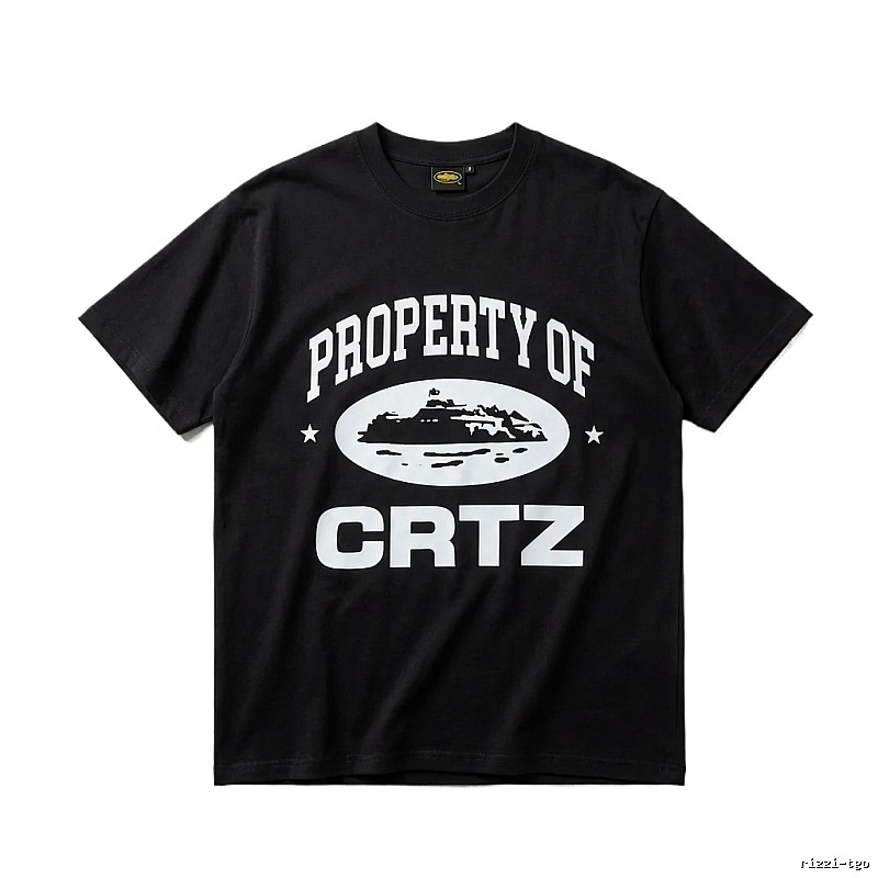 Corteiz black and white minimalist style T-shirt