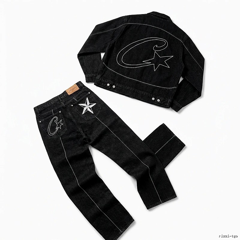 Corteiz denim retro-style suit