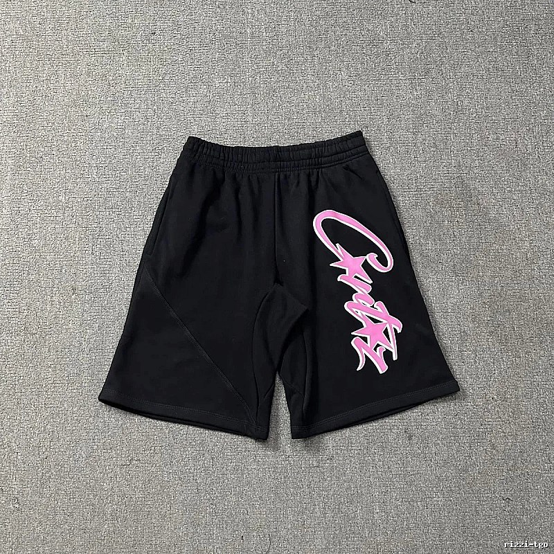 Corteiz graffiti-style black shorts