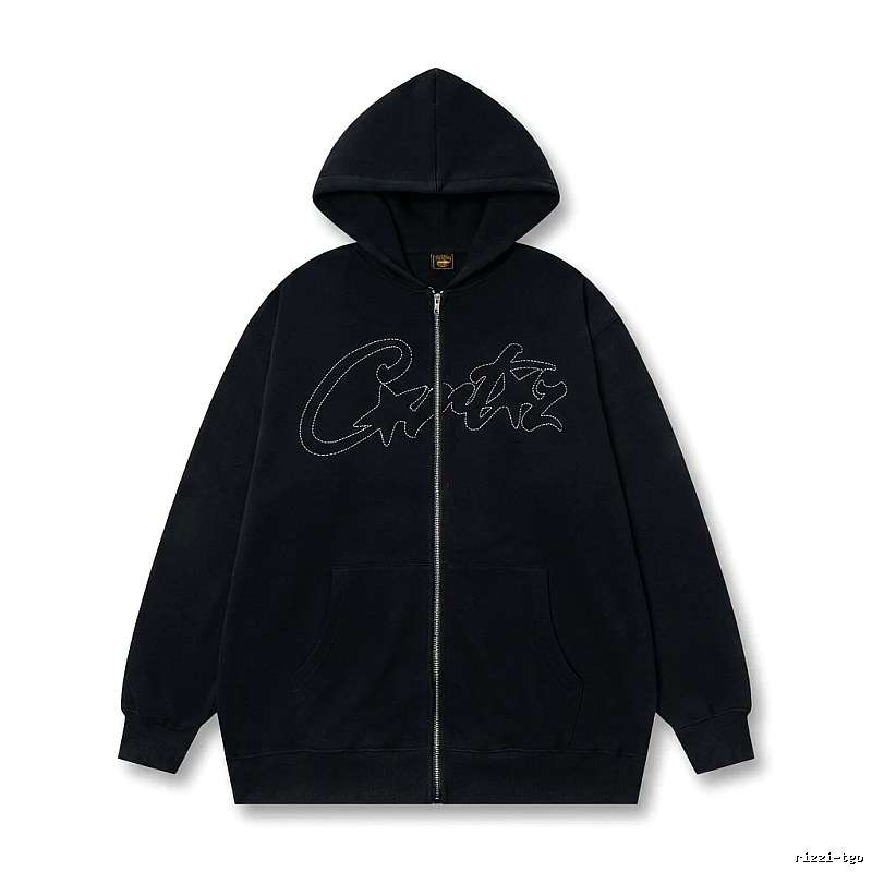 Corteiz minimalist style black hoodie