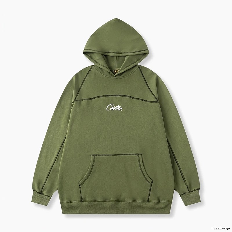 Corteiz minimalist style olive green sweatshirt