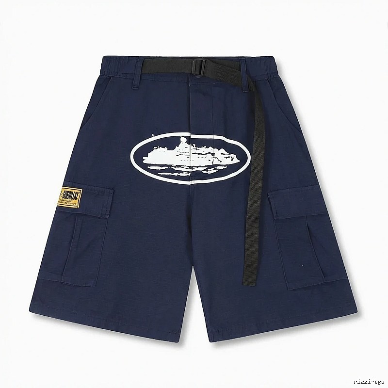 Corteiz navy blue workwear-style shorts