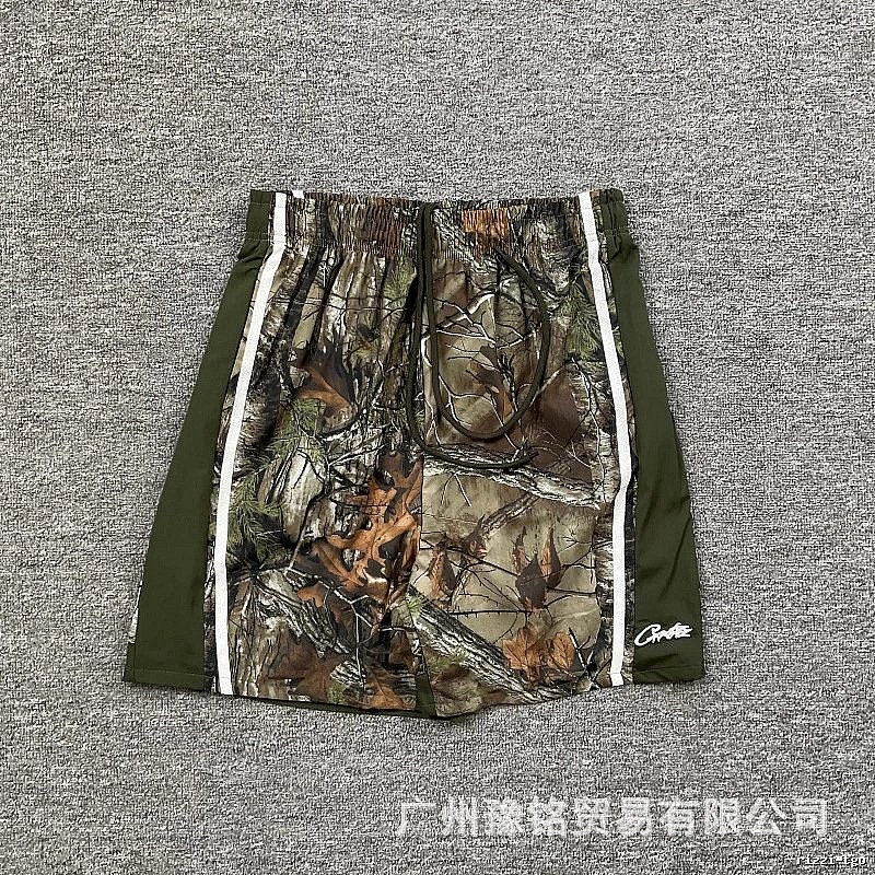 Corteiz Street Style Camouflage Army Green Athletic Shorts