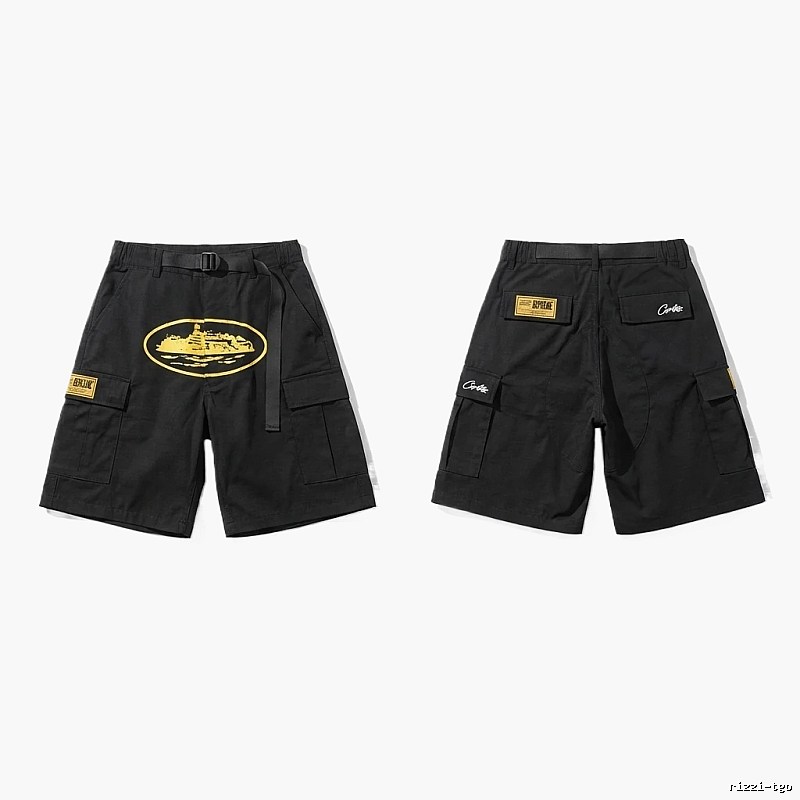 Corteiz workwear-style black shorts