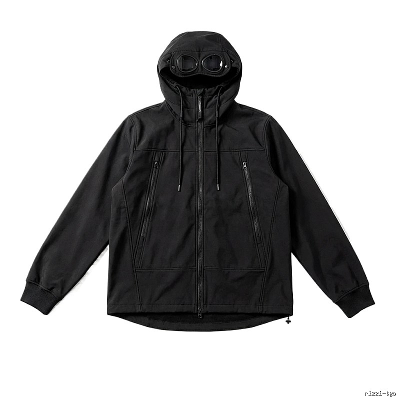 C.P. hooded simple style black coat