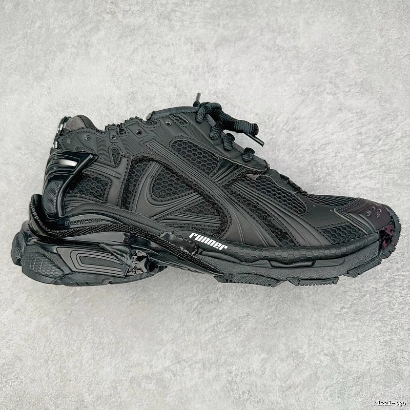 Dark Layered Panels Balenciaga Black Runner Sneaker for Streetwear Looks