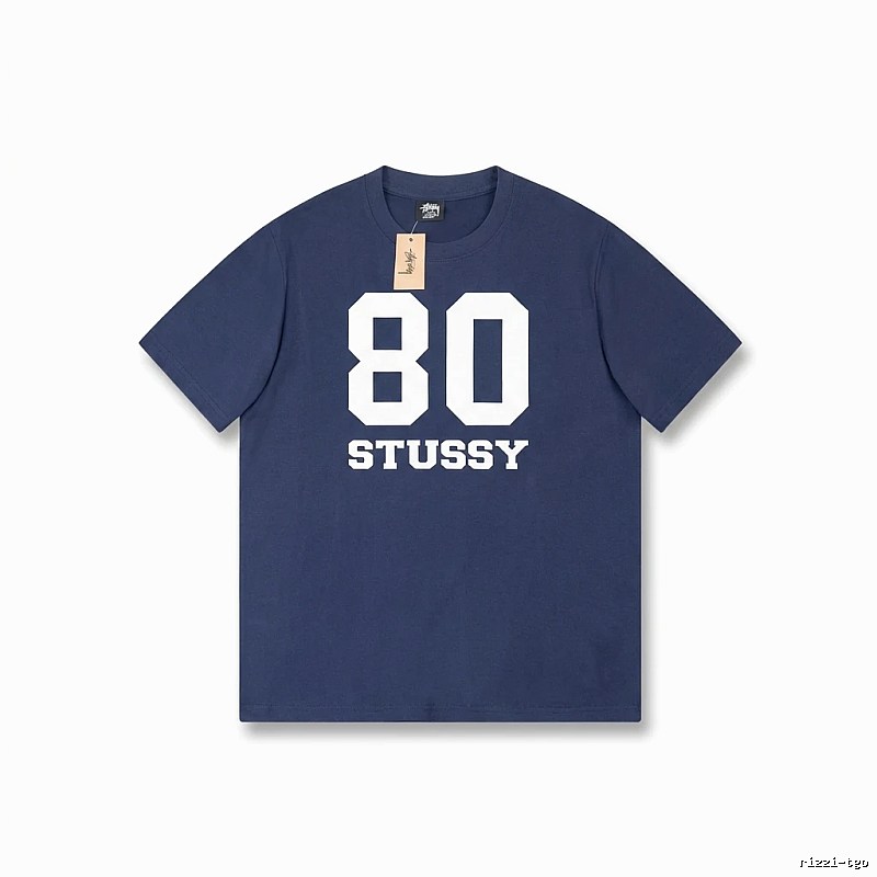 Deep blue T-shirt with Stussy digital printing
