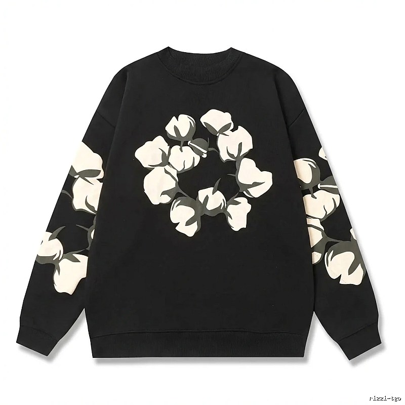DENIM TEARS Cotton Printed Black Sweatshirt