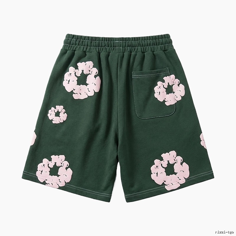 DENIM TEARS Floral Print Dark Green Shorts