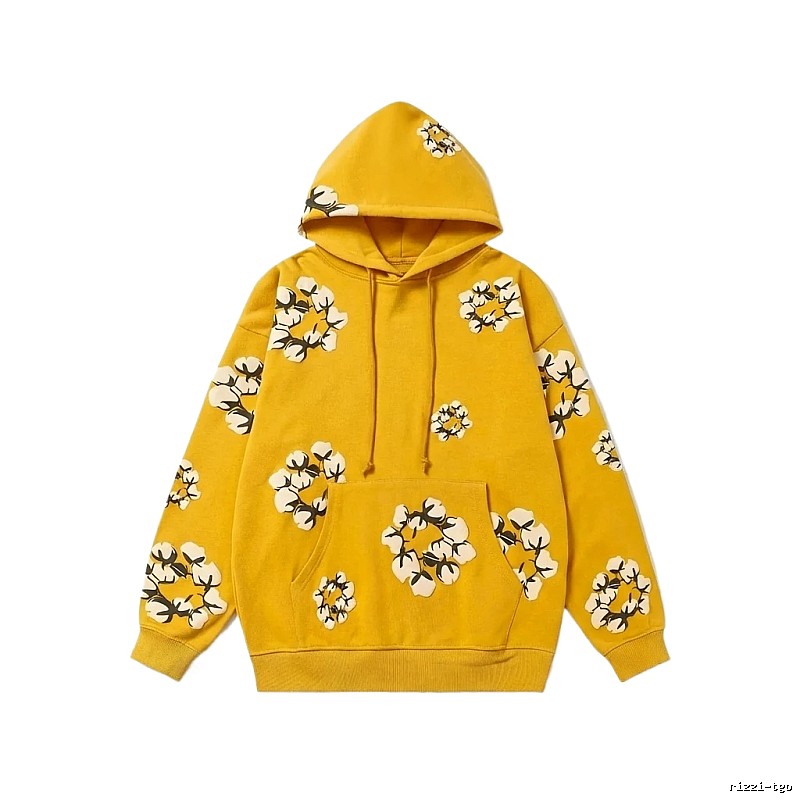 DENIM TEARS Floral Style Yellow Hoodie