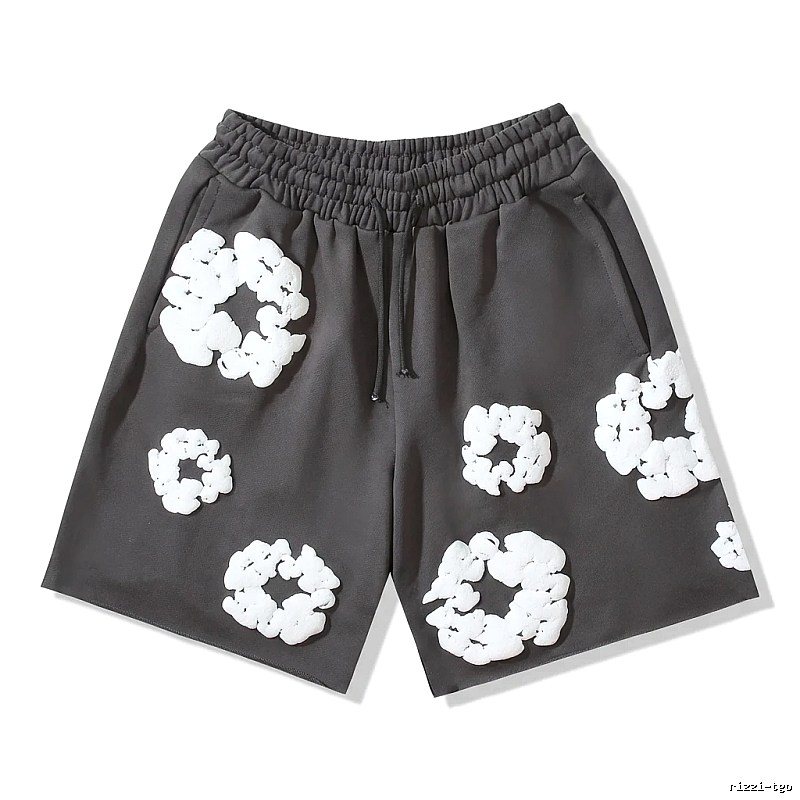 DENIM TEARS Flower Style Black Shorts