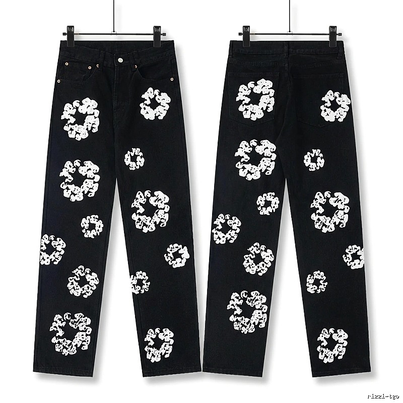 DENIM TEARS Printed Retro-Style Black Pants