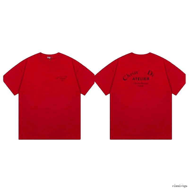 Dior Atelier Minimalist Style True Red Short-sleeve T-shirt