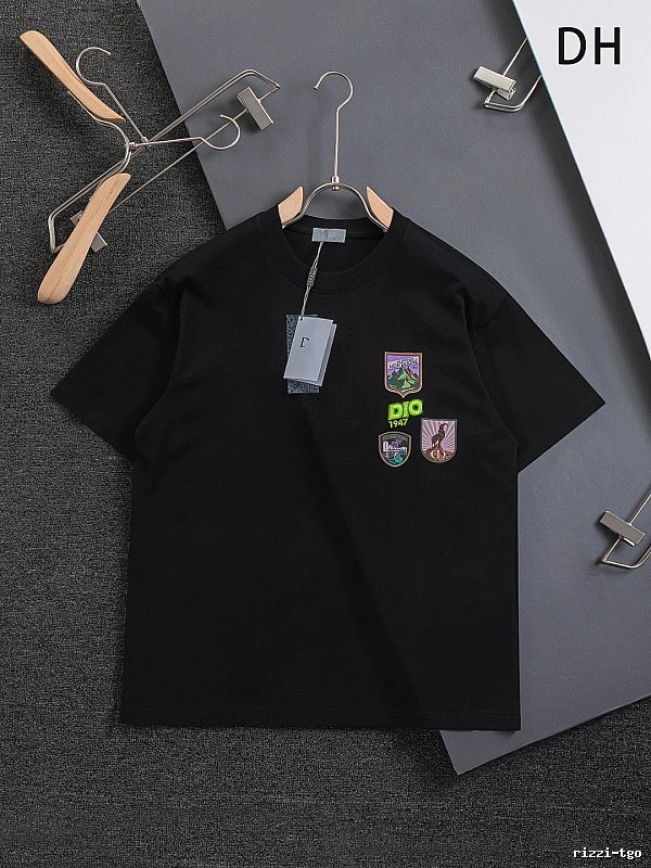 Dior Badge Collection Vintage Style Black Short-sleeve T-shirt