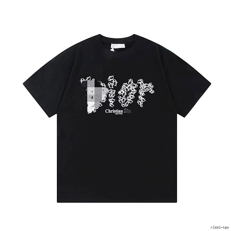 Dior Cool & Trendy Style Printed Black Short-sleeve T-shirt