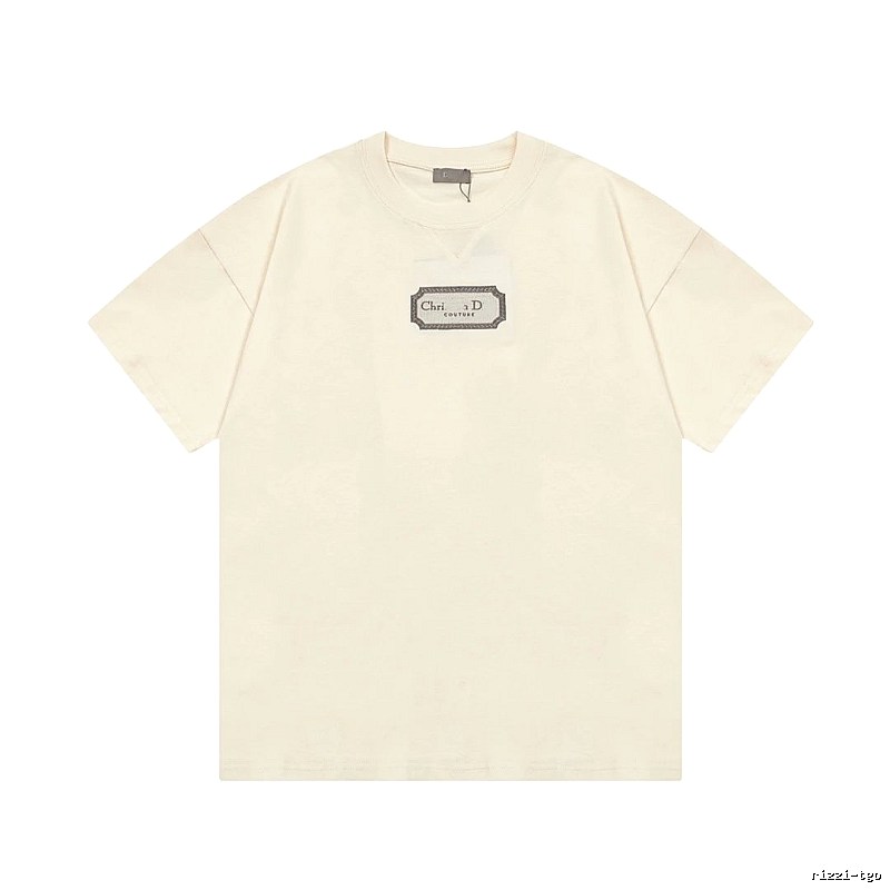 Dior Couture Minimalist Style Off-White Short-sleeve T-shirt