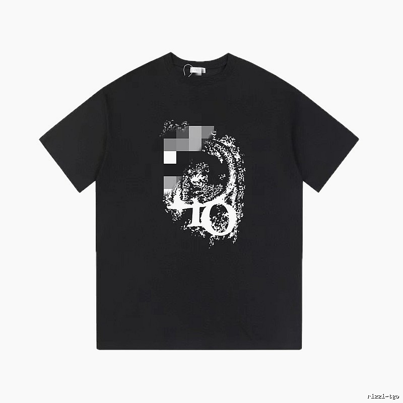 Dior Distressed Print Street Style Black T-Shirt