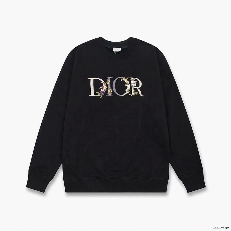 Dior Floral Alphabet Style Black Sweatshirt