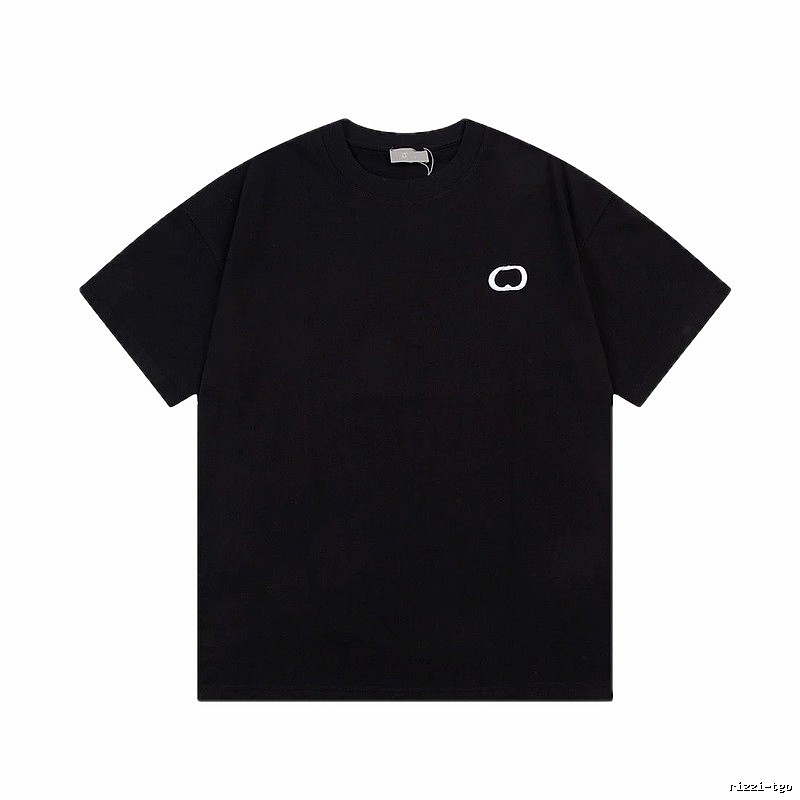 Dior Minimalist Style Embroidered Black Short-sleeve T-shirt