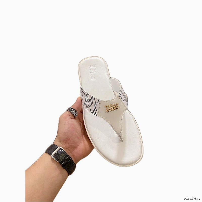 Dior Monogram Light Luxury Style White Flip-Flops